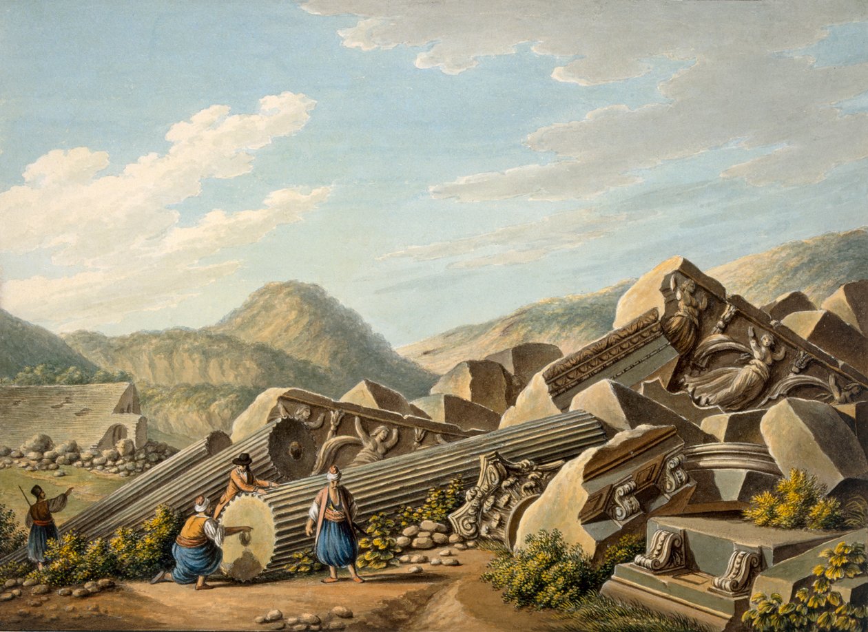 Ruínas de um templo romano em Éfeso, década de 1790 de Gaetano Mercati