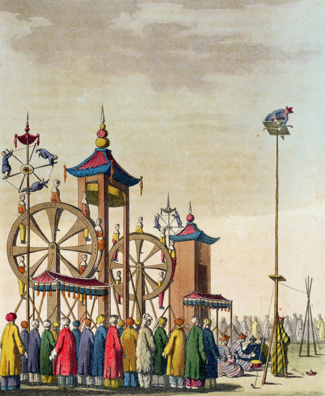 Um circo chinês, ilustração de "O traje antigo e moderno", de Giulio Ferrario, publicado em c.1820s-30s de Gaetano Zancon