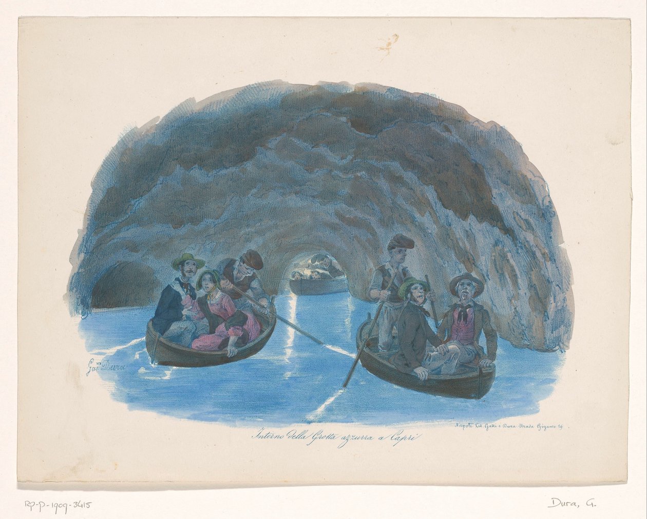 Números em barcos a remos na Gruta Azul em Capri
Interno della Grotta azzurra a Capri (título sobre o objecto) de Gaetano Dura