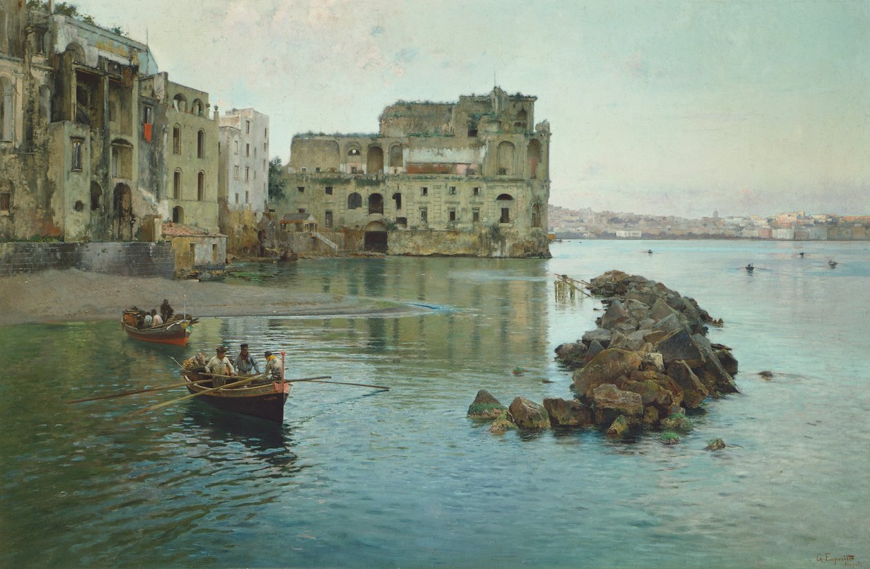 Marina perto do Palazzo Donn Anna em Nápoles de Gaetano Esposito