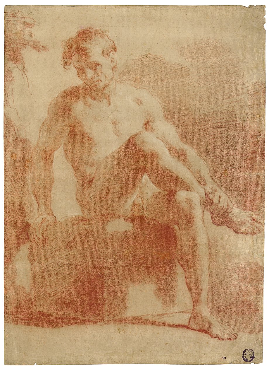 Um nu masculino sentado de Gaetano Gandolfi