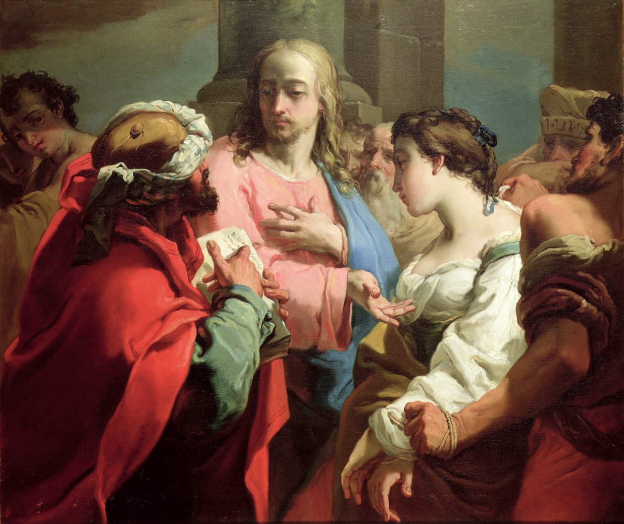 Cristo e a mulher apanhada em adultério (óleo sobre tela) de Gaetano Gandolfi