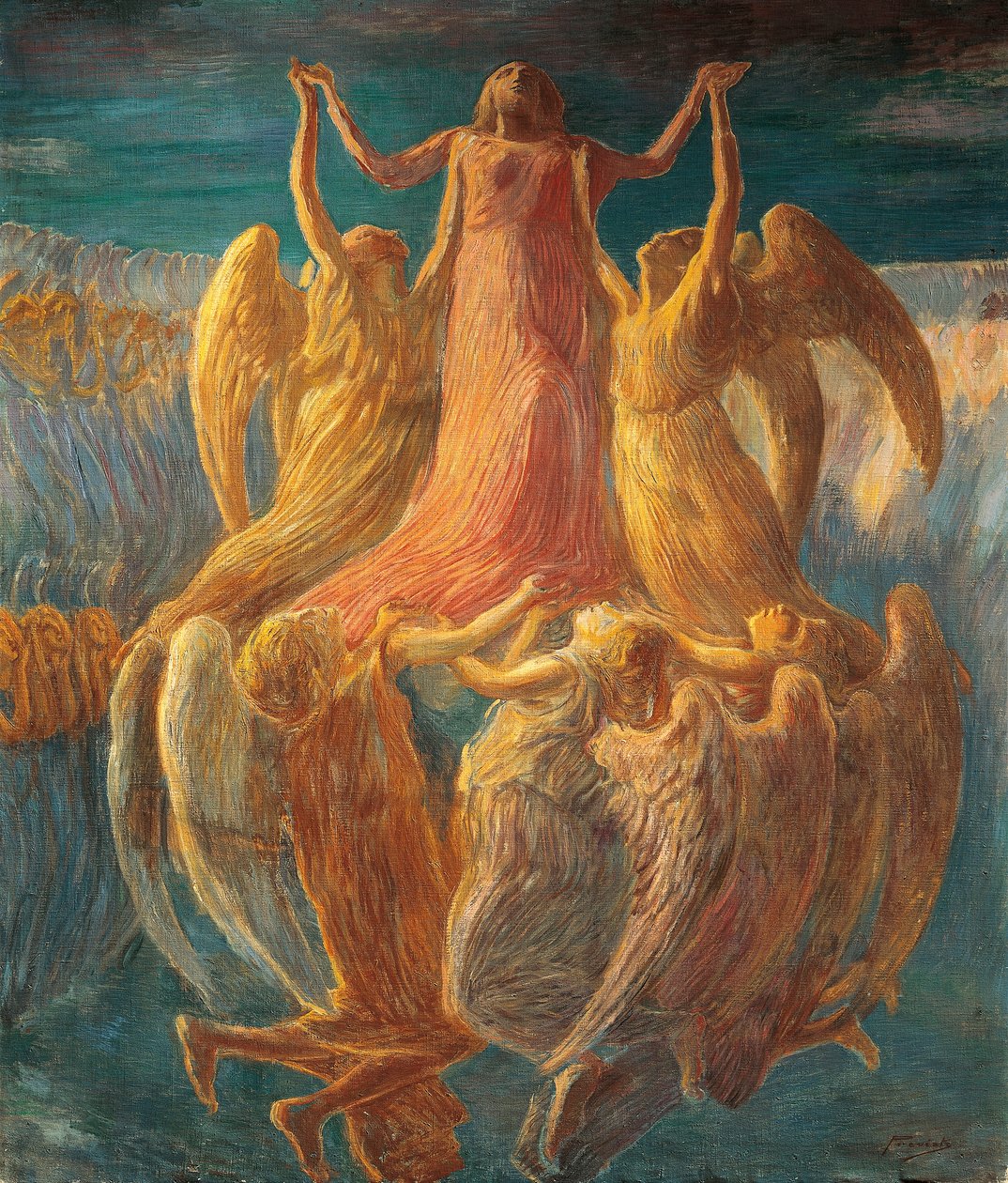 Assunção, por Gaetano Previati (1852-1920) de Gaetano Previati