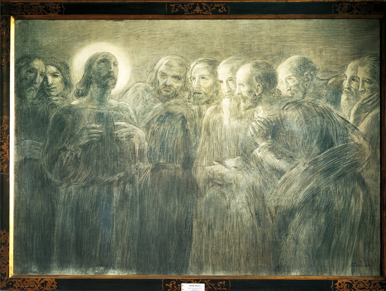 Cristo entre os Apóstolos, de Gaetano Previati (1852-1920), carvão sobre tela de Gaetano Previati