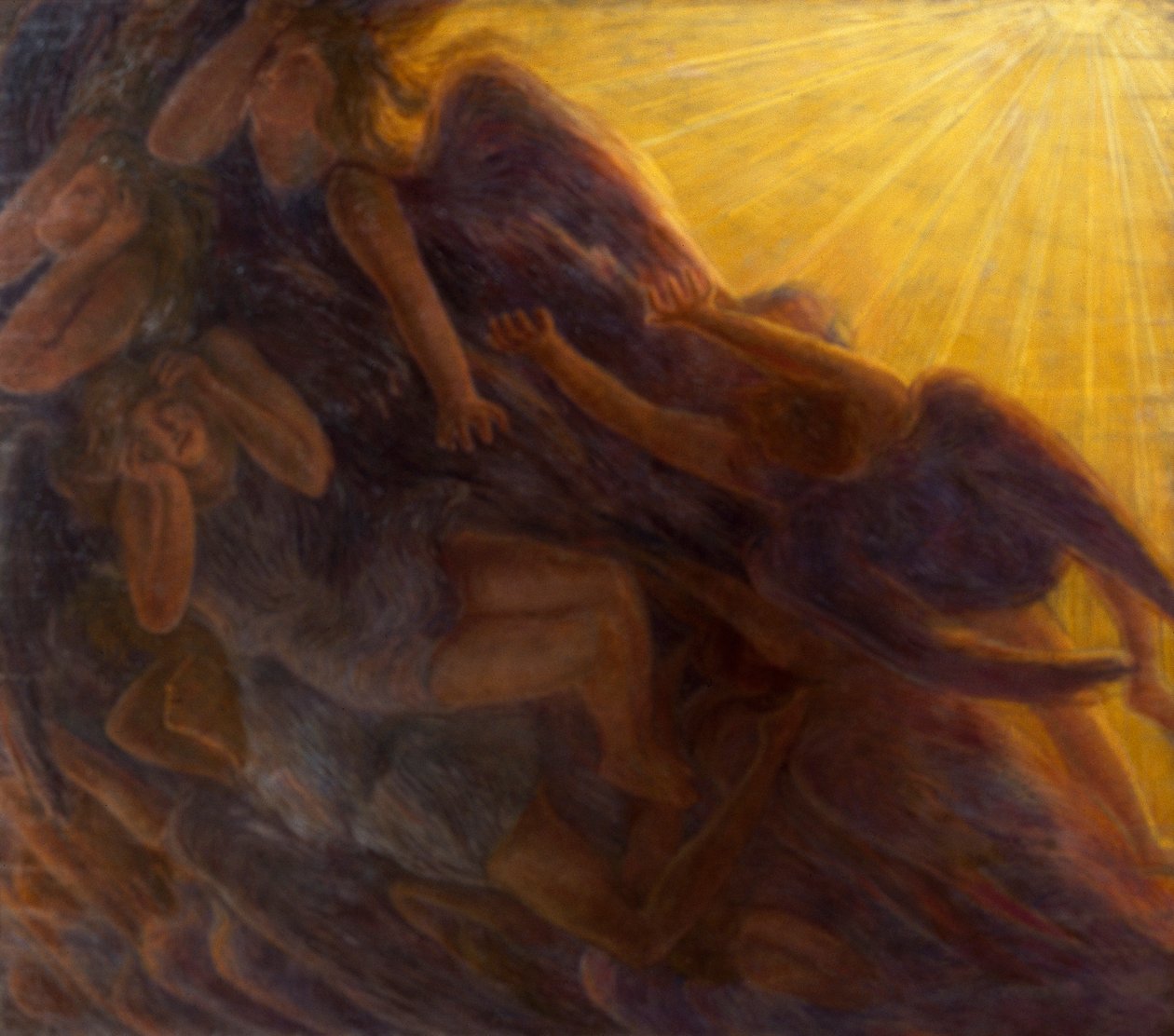 Queda de anjos, tríptico de Gaetano Previati