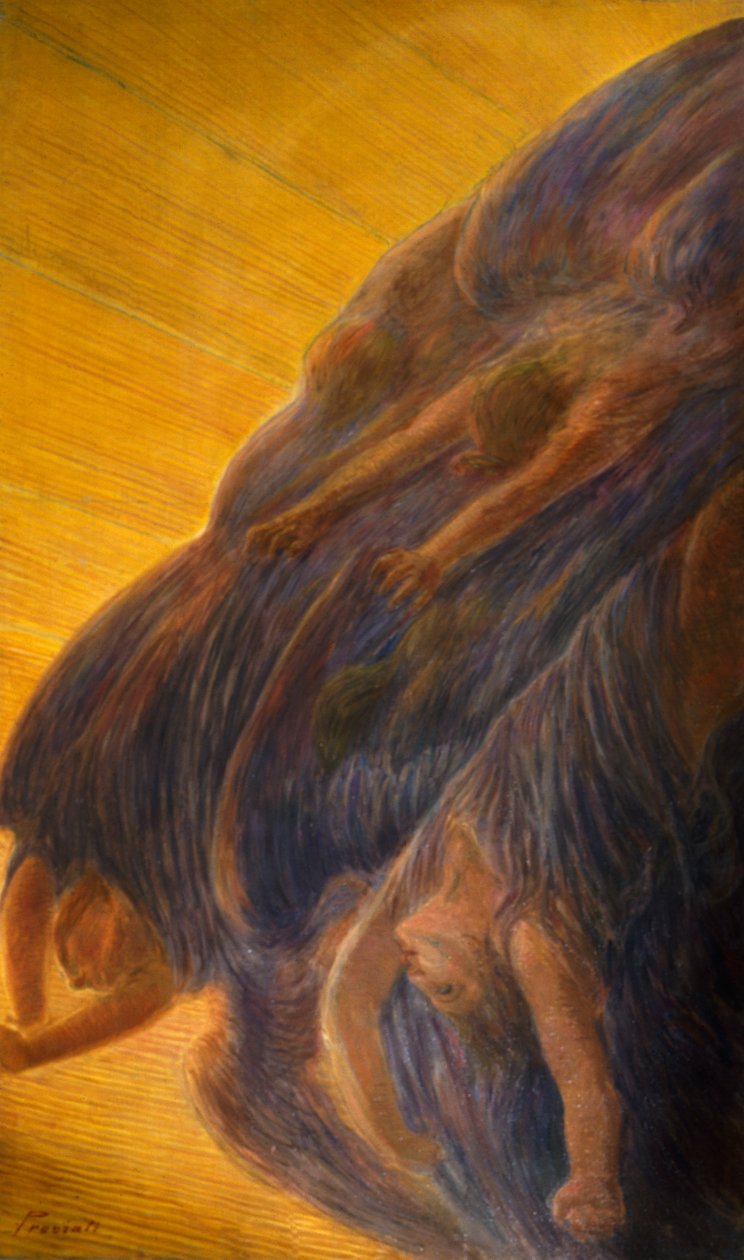 Queda de anjos, painel lateral do tríptico de Gaetano Previati