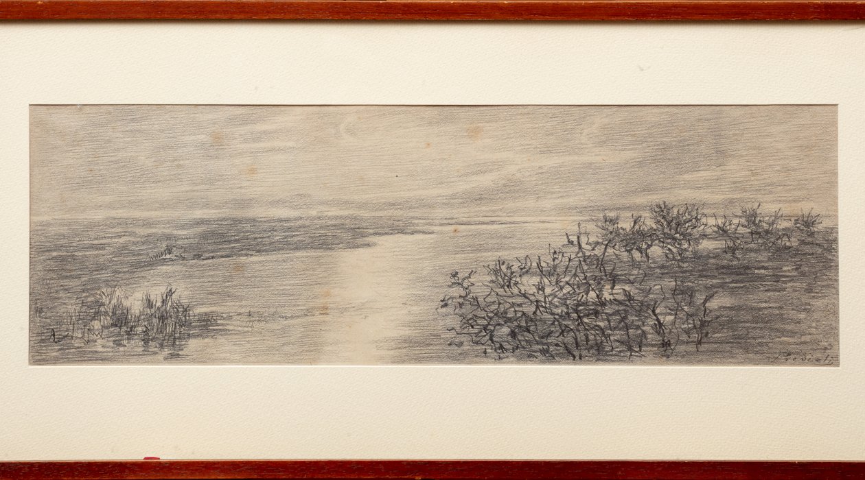 O Ramo do Lago de Como (lápis sobre papel) de Gaetano Previati