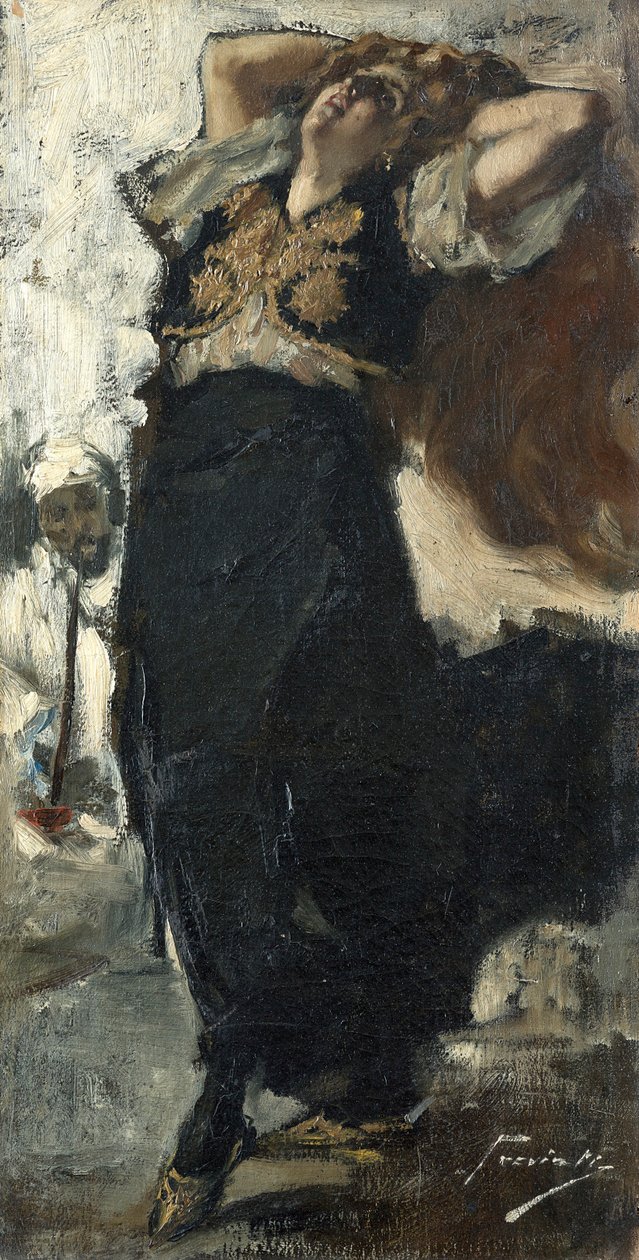 A esposa do artista como dançarina turca. de Gaetano Previati