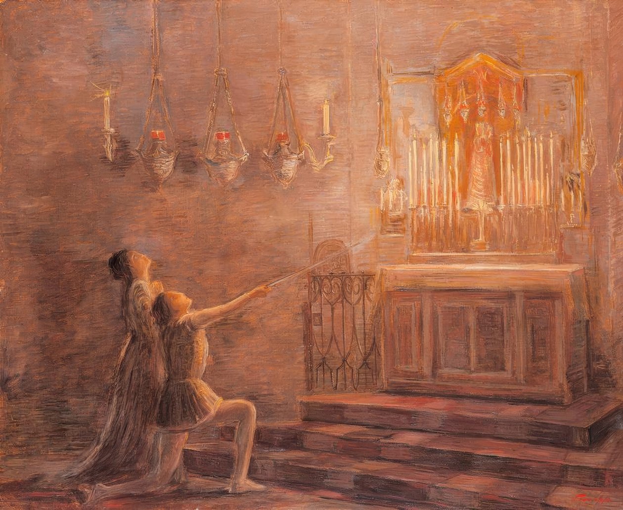 Ugo e Parisina na capela de Loreto de Gaetano Previati