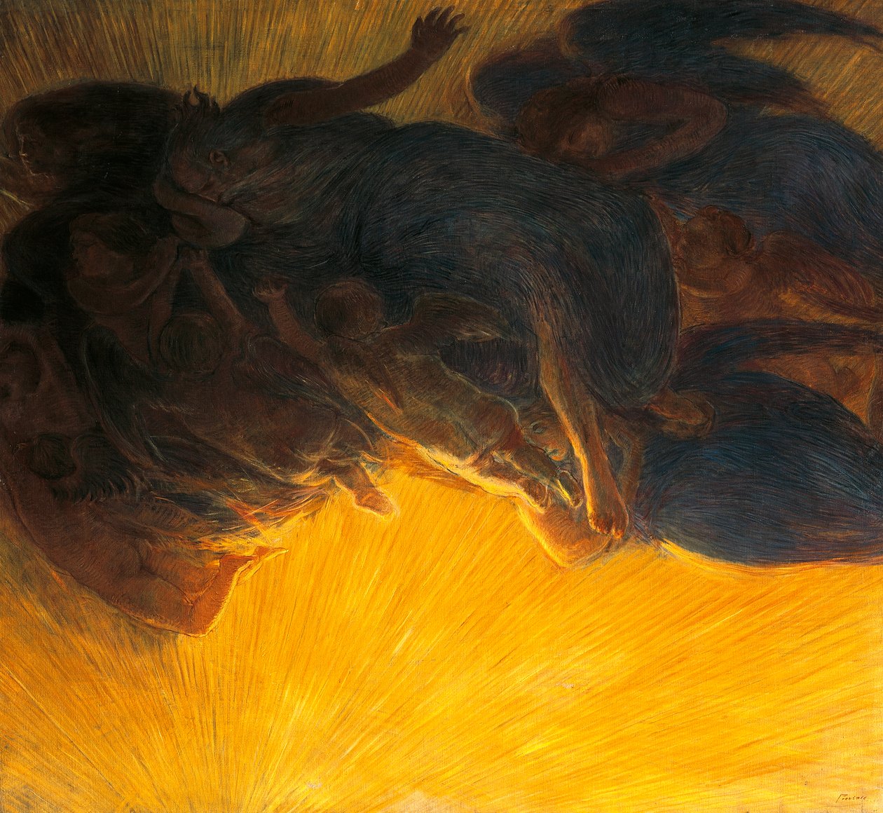 criação de luz de Gaetano Previati