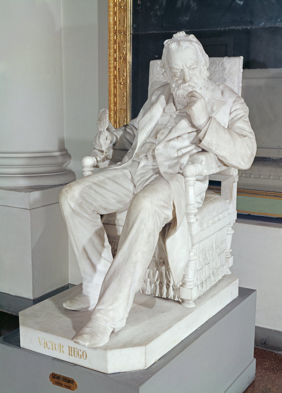 Estátua sentada de Victor Hugo (1802-85) (mármore) de Gaetano Trentanove