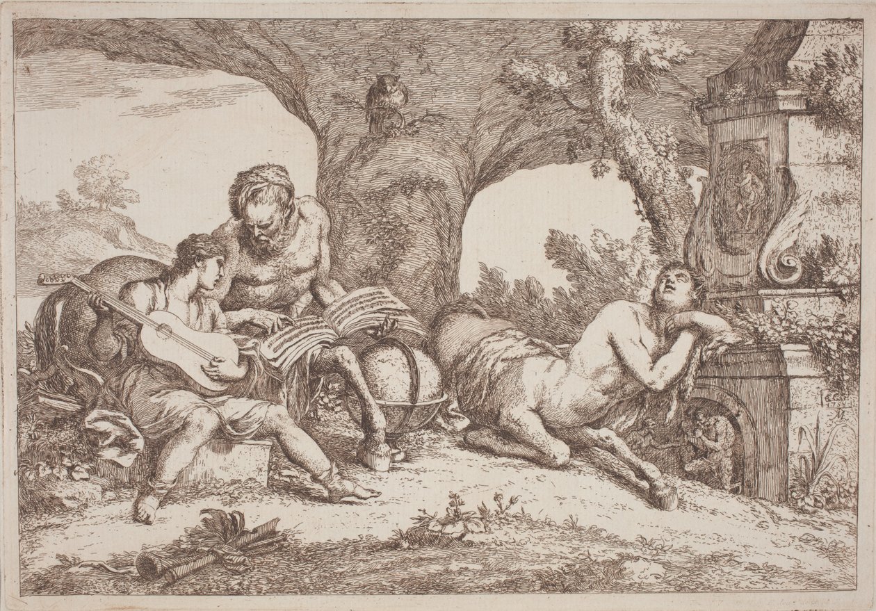 Quíron ensina música a Aquiles de Gaetano Zompini, after Giovanni Benedetto Castiglione