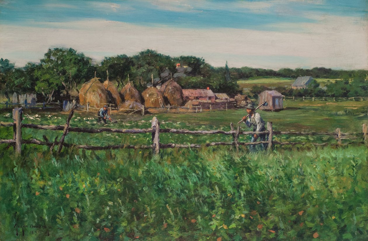 Lavradores em um campo cercado de Gaines Ruger Donoho