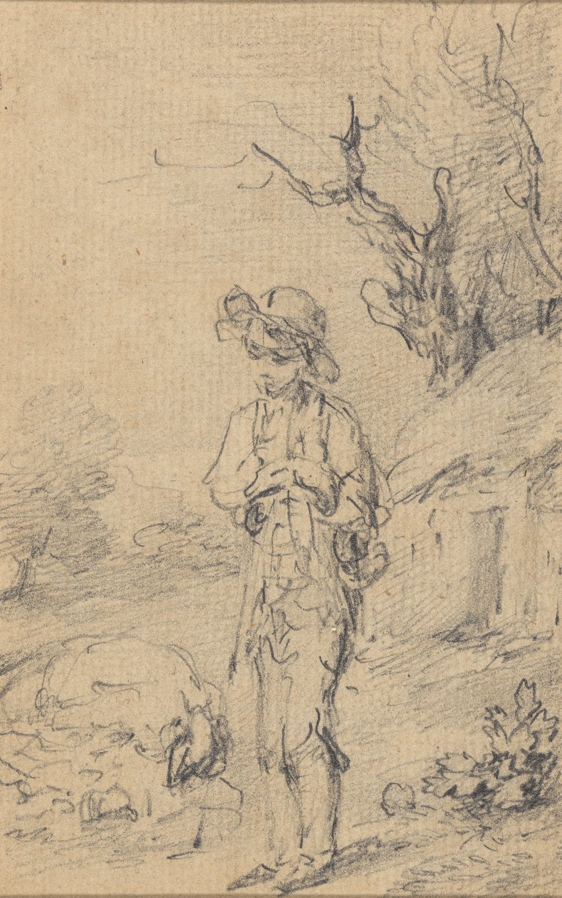 Rapaz de pé junto a uma cabana de Gainsborough Dupont