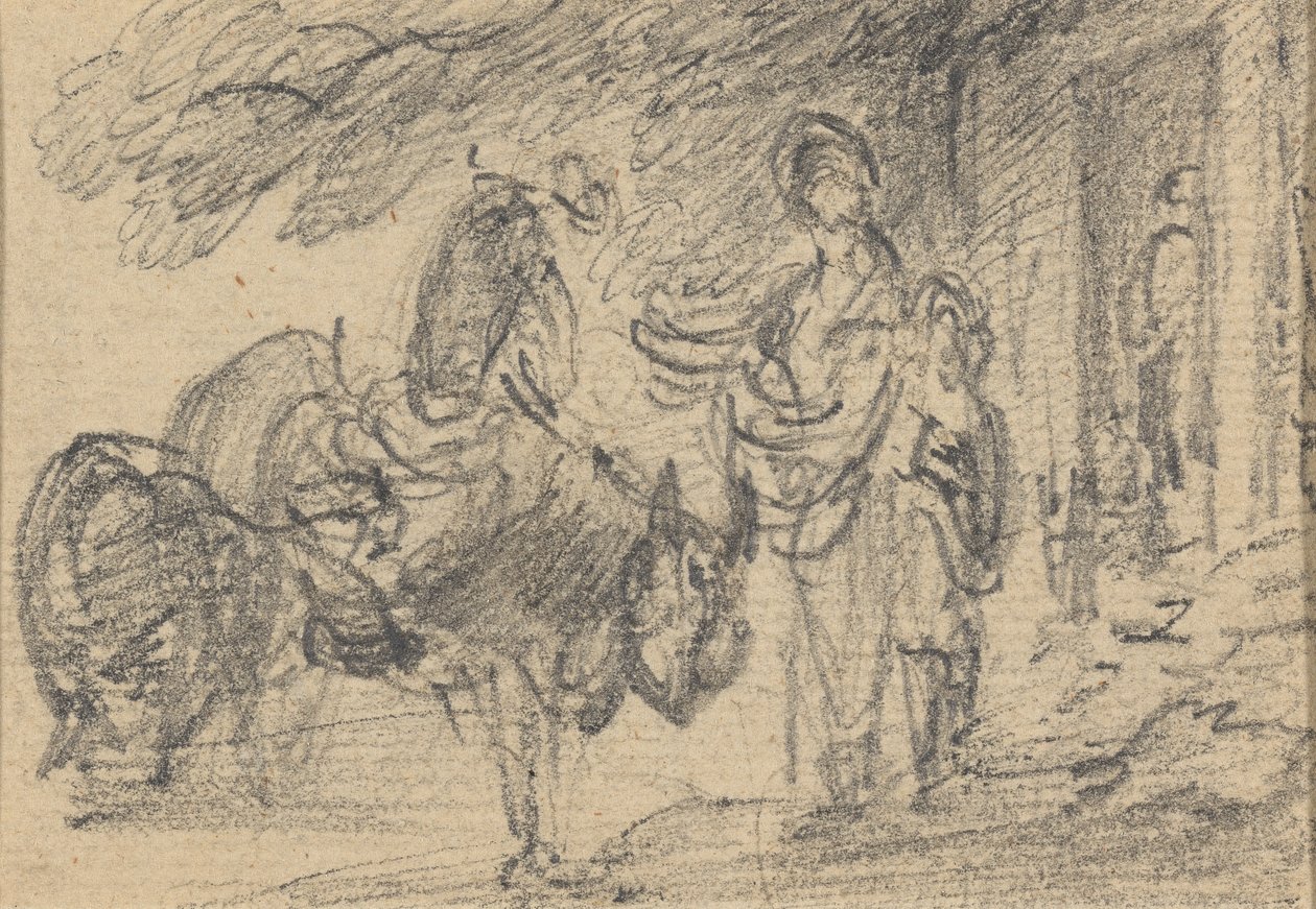 Números e cavalos perto de uma porta de Gainsborough Dupont