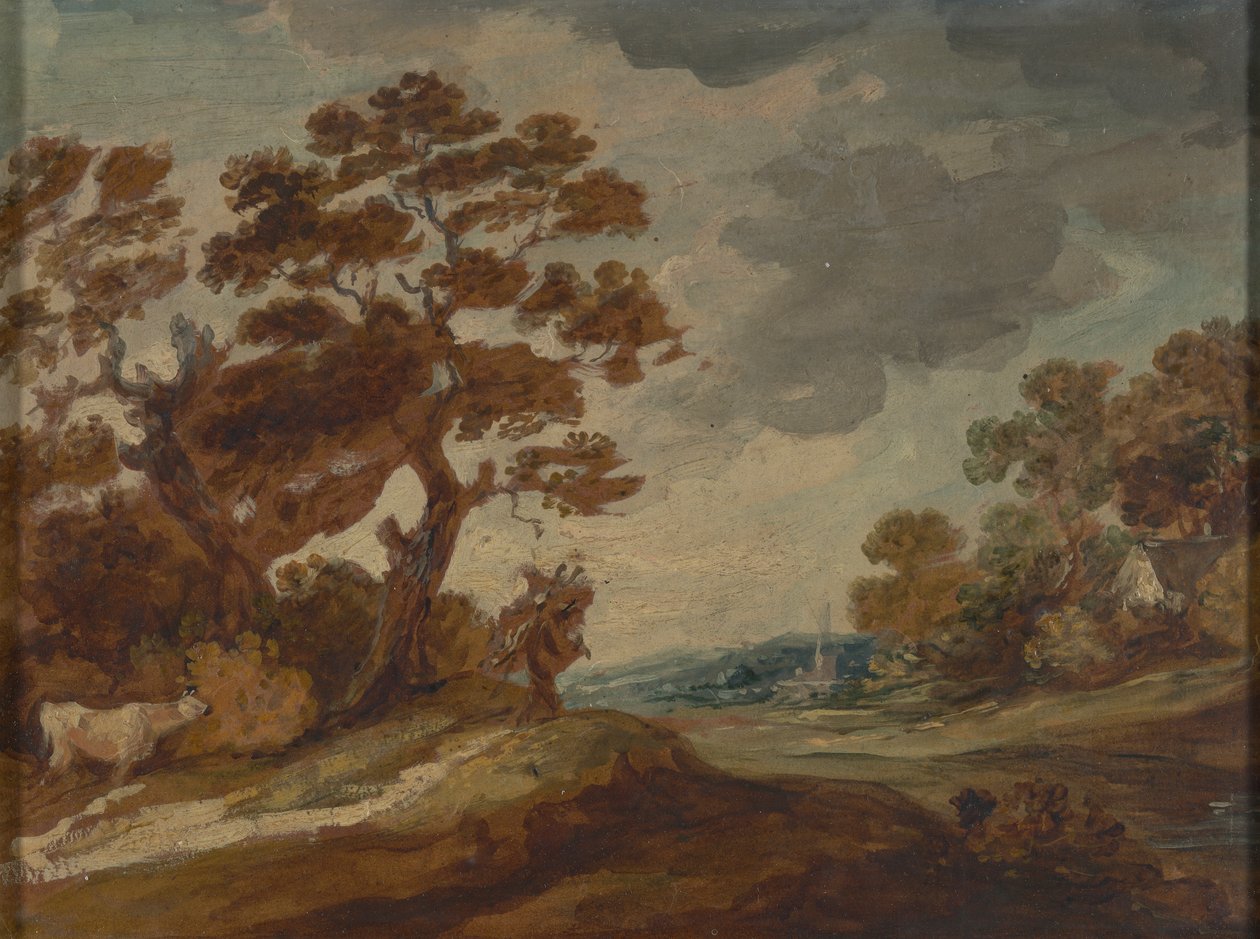 Paisagem: Vaca em primeiro plano à esquerda de Gainsborough Dupont