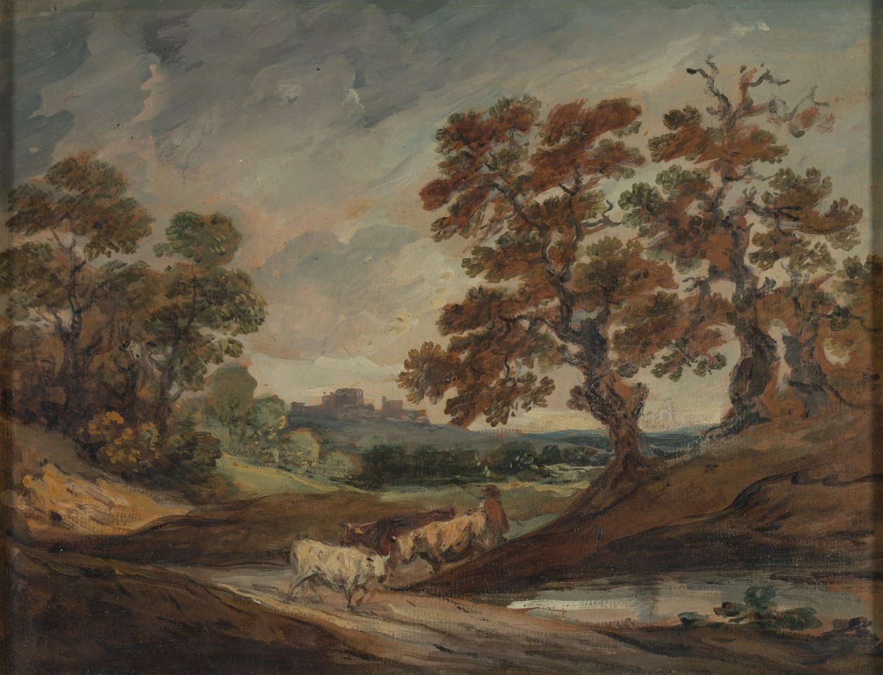 Paisagem: três vacas ao centro, em primeiro plano de Gainsborough Dupont
