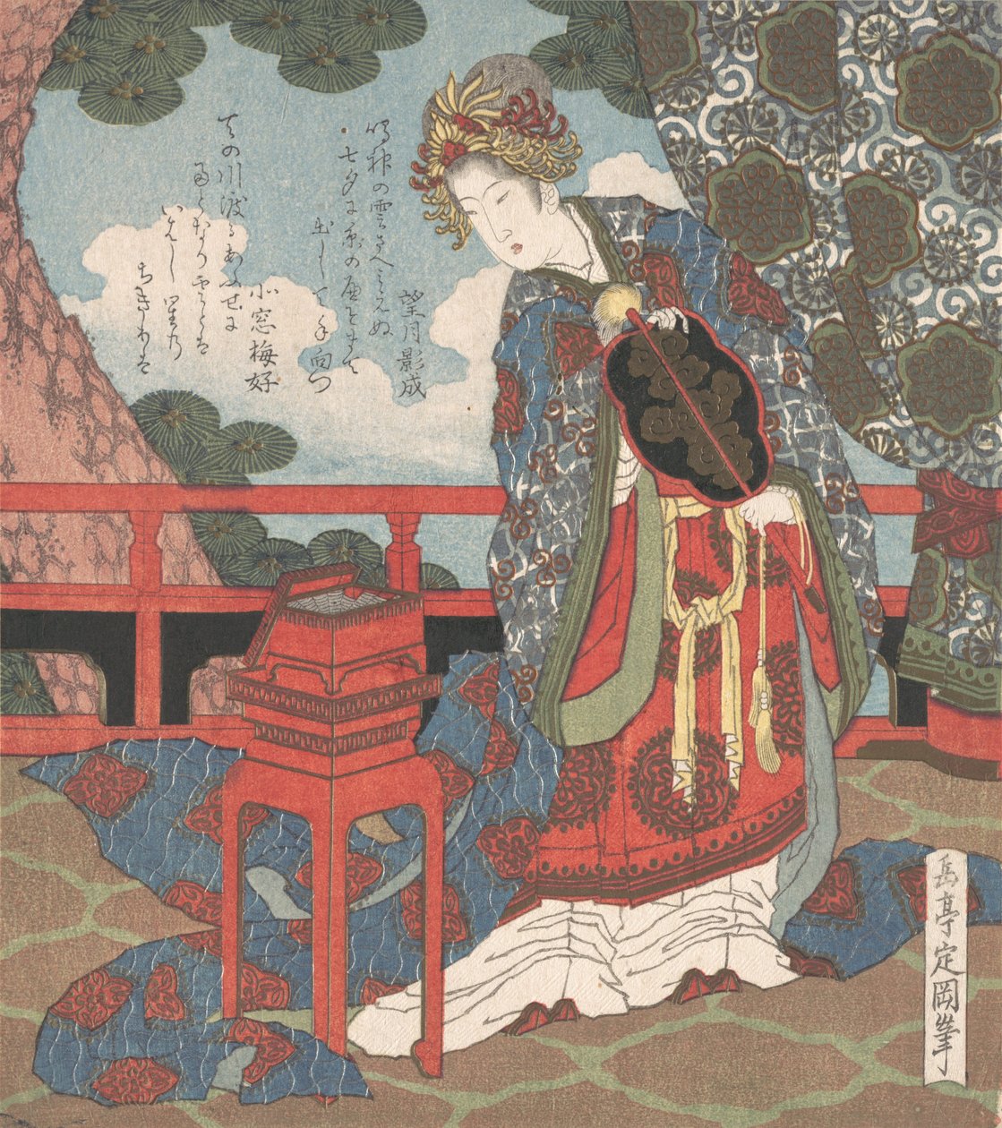 Senhora com Leque na Varanda, século XIX. de Gakutei