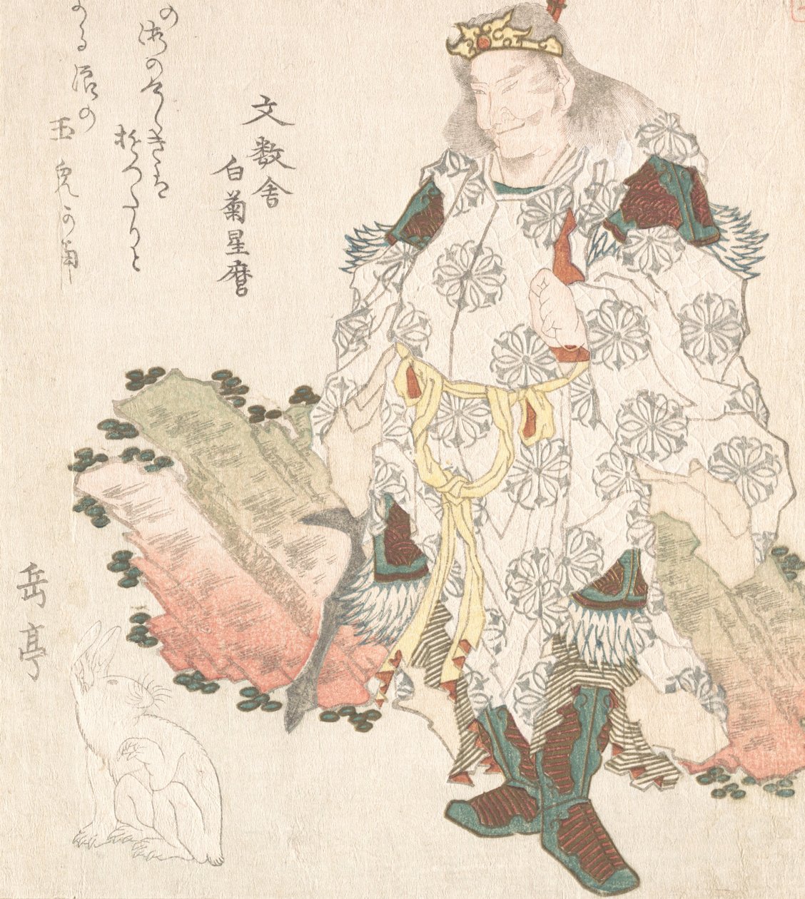 Príncipe Okuni e uma lebre, provavelmente 1819. de Gakutei