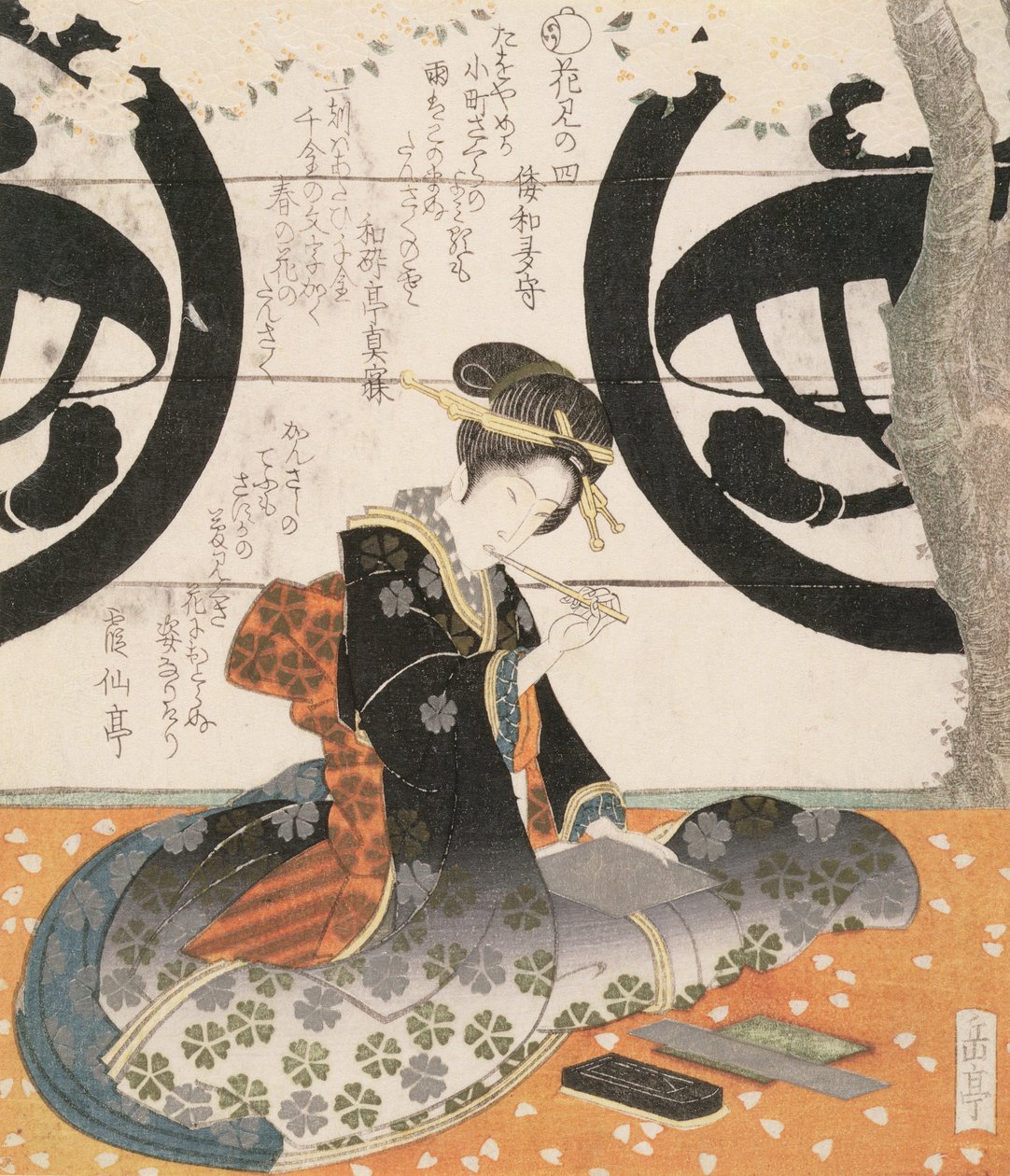 Flores da visão da beleza (impressão do woodblock da cor) de Gakutei Harunobu