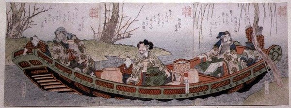 Tríptico do Grupo Sendai: Três Heróis do Reino de Shu, c.1818-30 (impressão em bloco de madeira) de Gakutei Harunobu