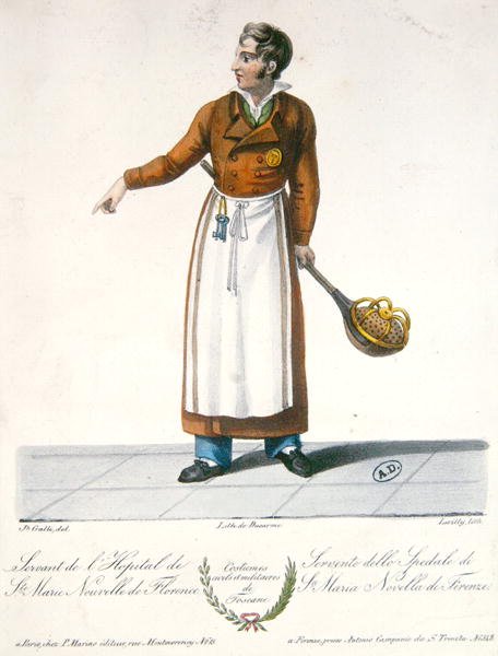 Um Servo do Hospital Santa Maria Novella em Florença, início do século XIX (cor litho) de Galli (after)