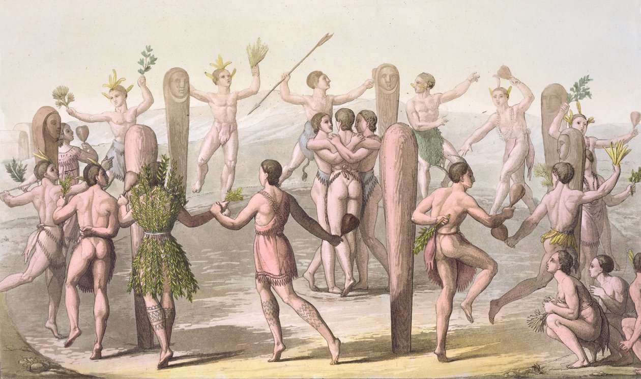 Danças dos Habitantes Nativos da Virgínia, c.1820 de Gallo Gallina