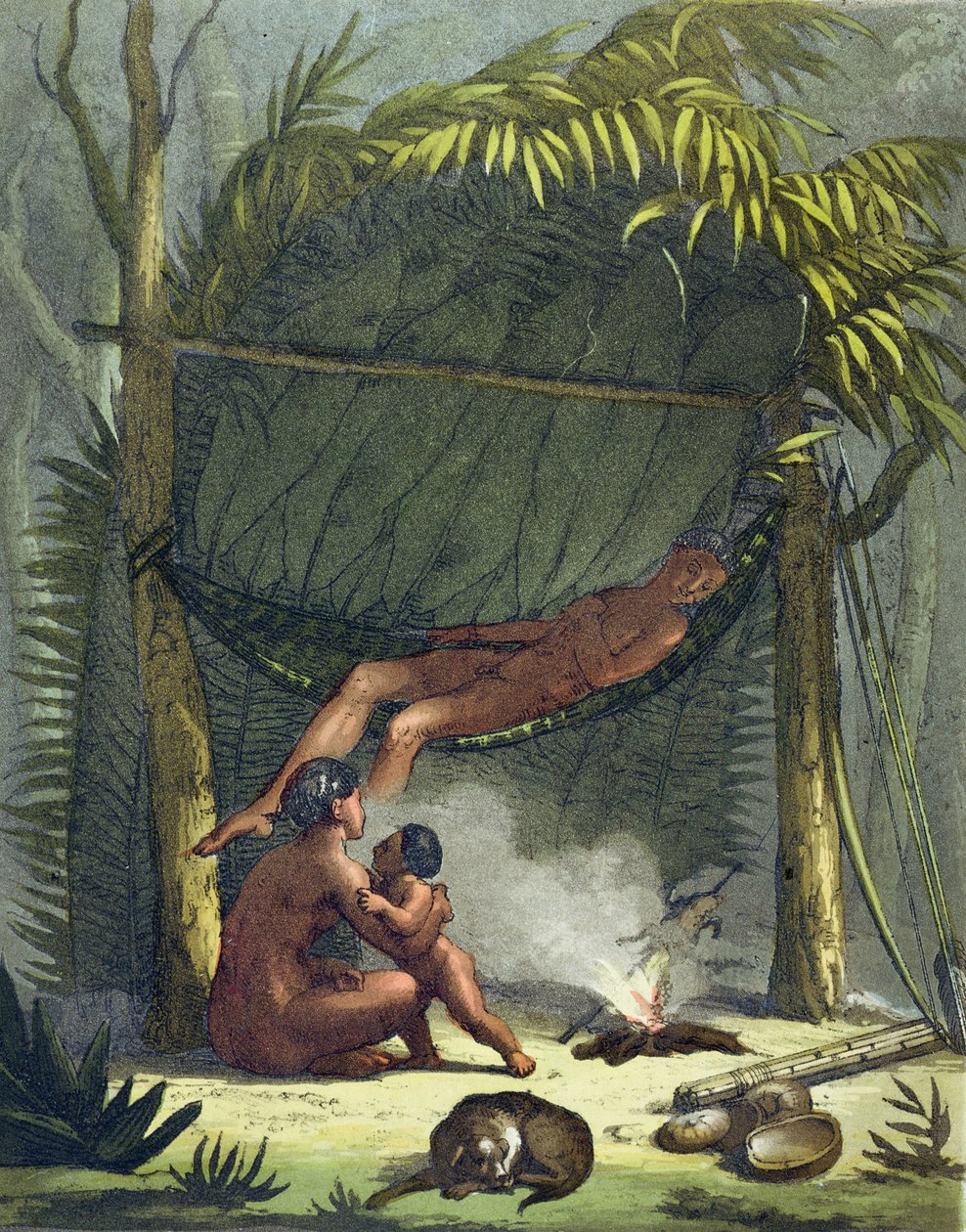 Vista de uma cabine Puri no Brasil, c.1820 de Gallo Gallina