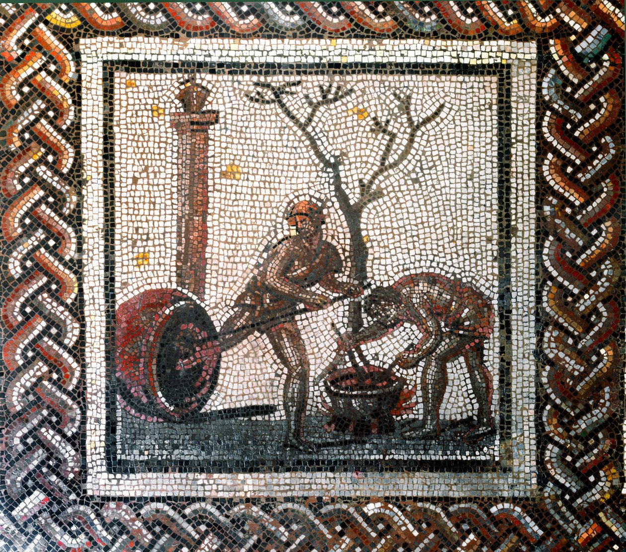 Cena de envenenamento de frascos. (mosaico, fim do 2º, início do 3º século) de Gallo Roman