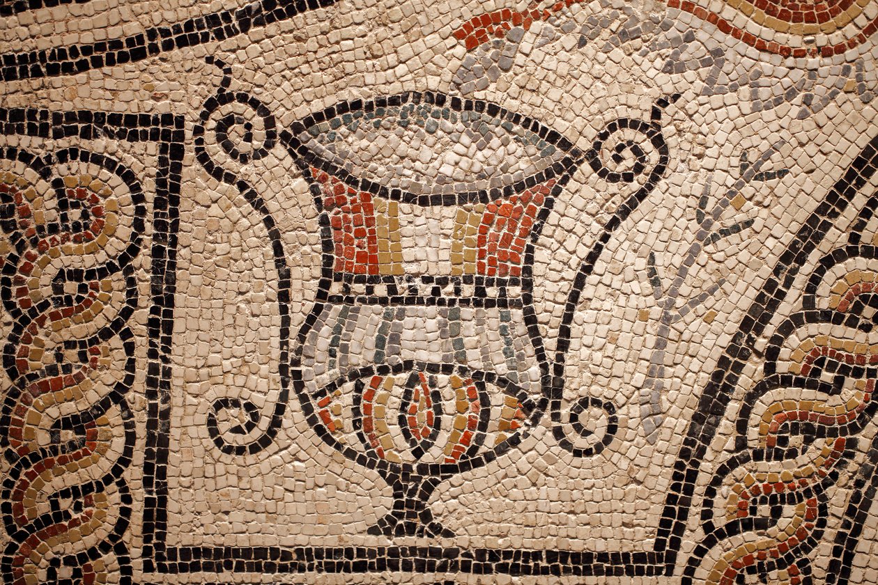 Mosaico com peixes, pormenor de Gallo-Roman Gallo-Roman
