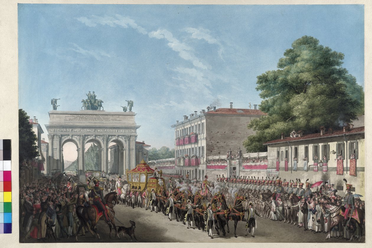 Entrada do imperador Francisco I em Milão, a 10 de maio de 1825 (água-tinta) de Gallo Gallina