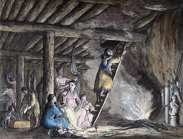 Interior de um Yurt em Kamchatka, ilustração de 