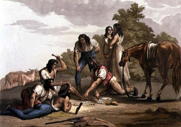 Pastores espanhóis do Paraguai (cor litho) de Gallo Gallina