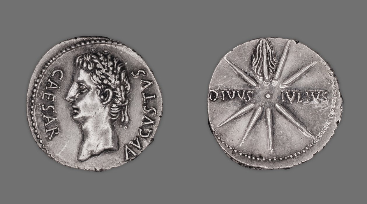 Denário retratando o imperador Augusto, 19-18 AC de Gallo Roman