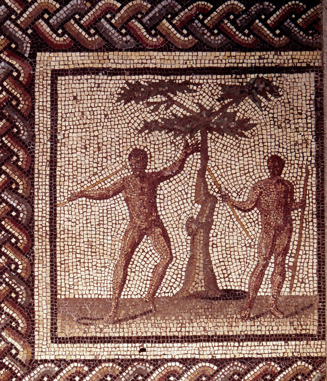 Gallo Roman Art: pavimentação em mosaico representando um calendário rústico. Festival dos Ceifadores. Fim do 2º, início do 3º século depois de JC. De Saint-Romain-en-Gal (Rhone). Saint Germain en Laye, Museu Nacional de Arqueologia. de Gallo Roman