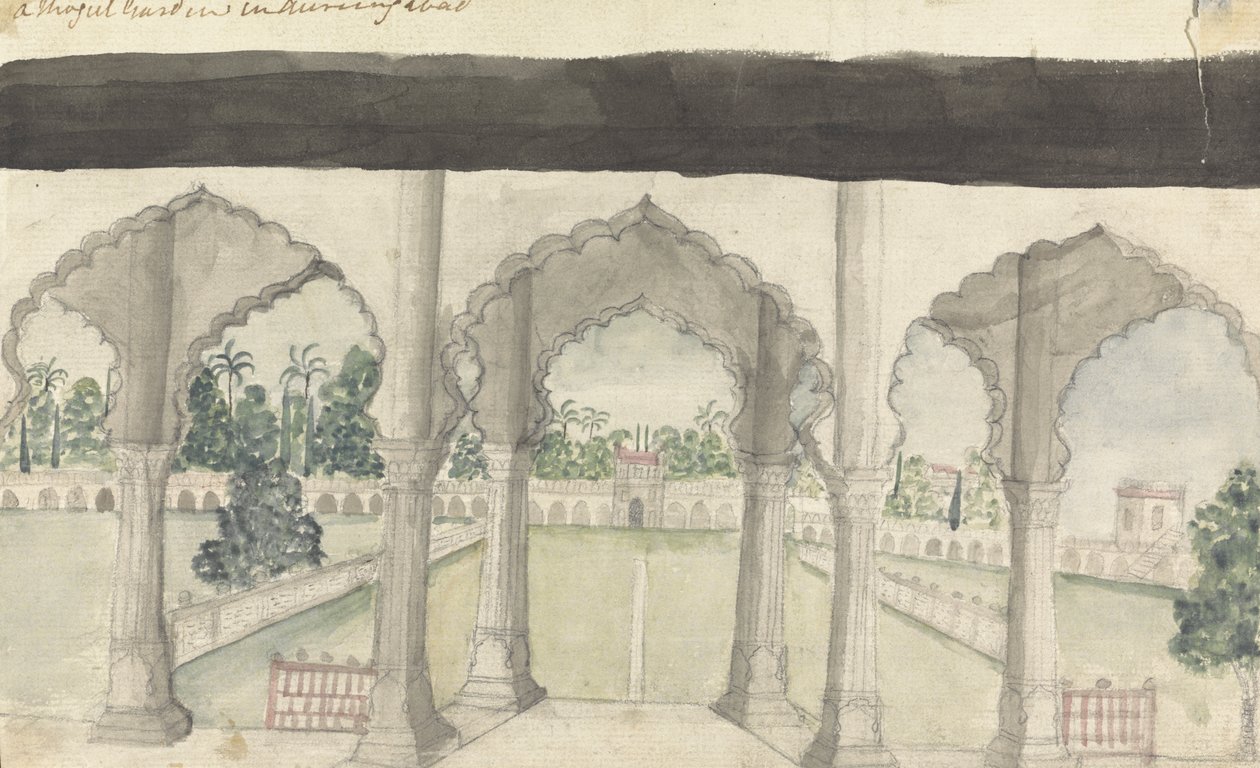 Um Jardim Mongul em Aurungabad de Gangaram Chintaman Tambat