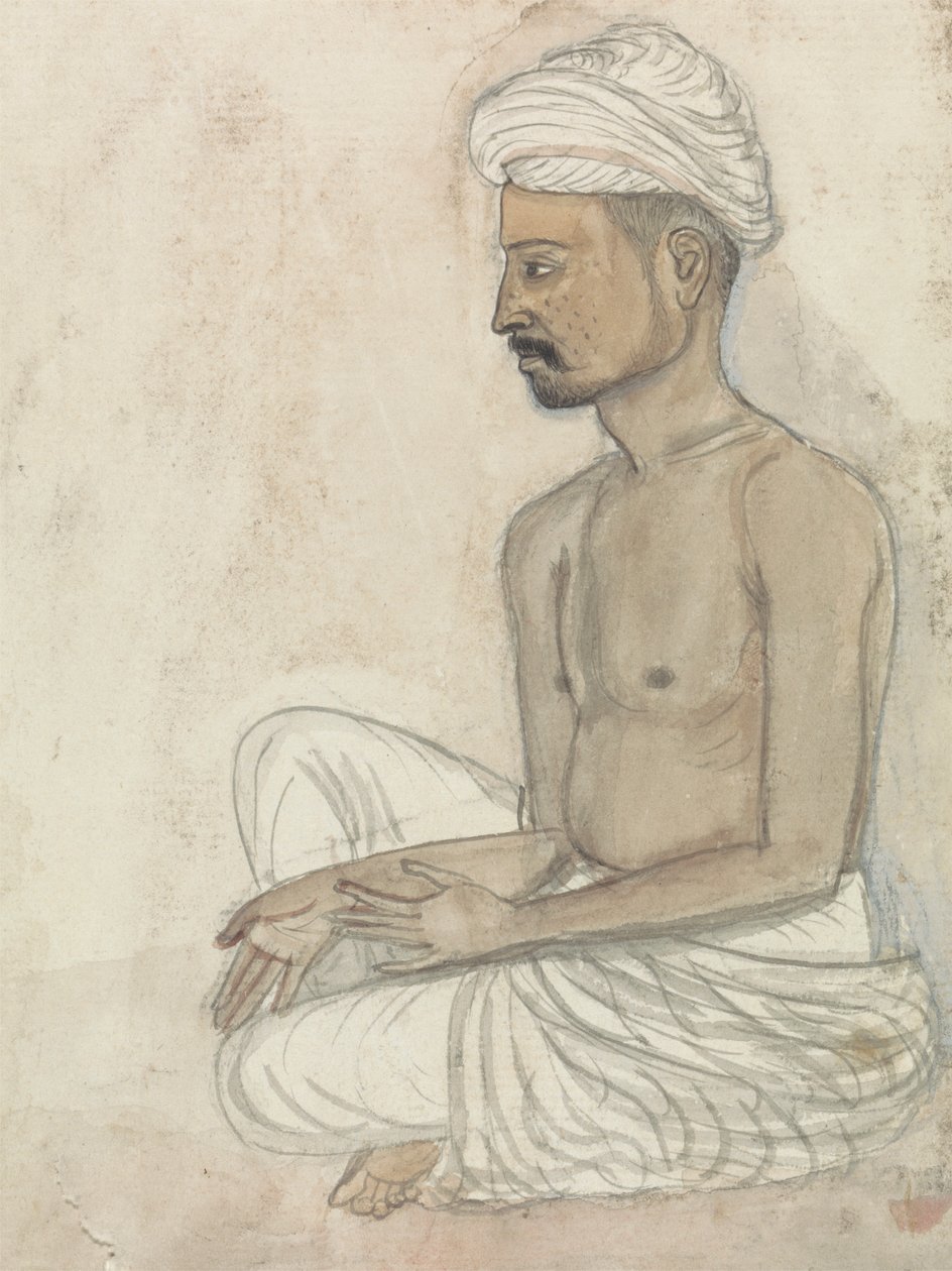 Homem Sentado em Barechested Crosslegged de Gangaram Chintaman Tambat