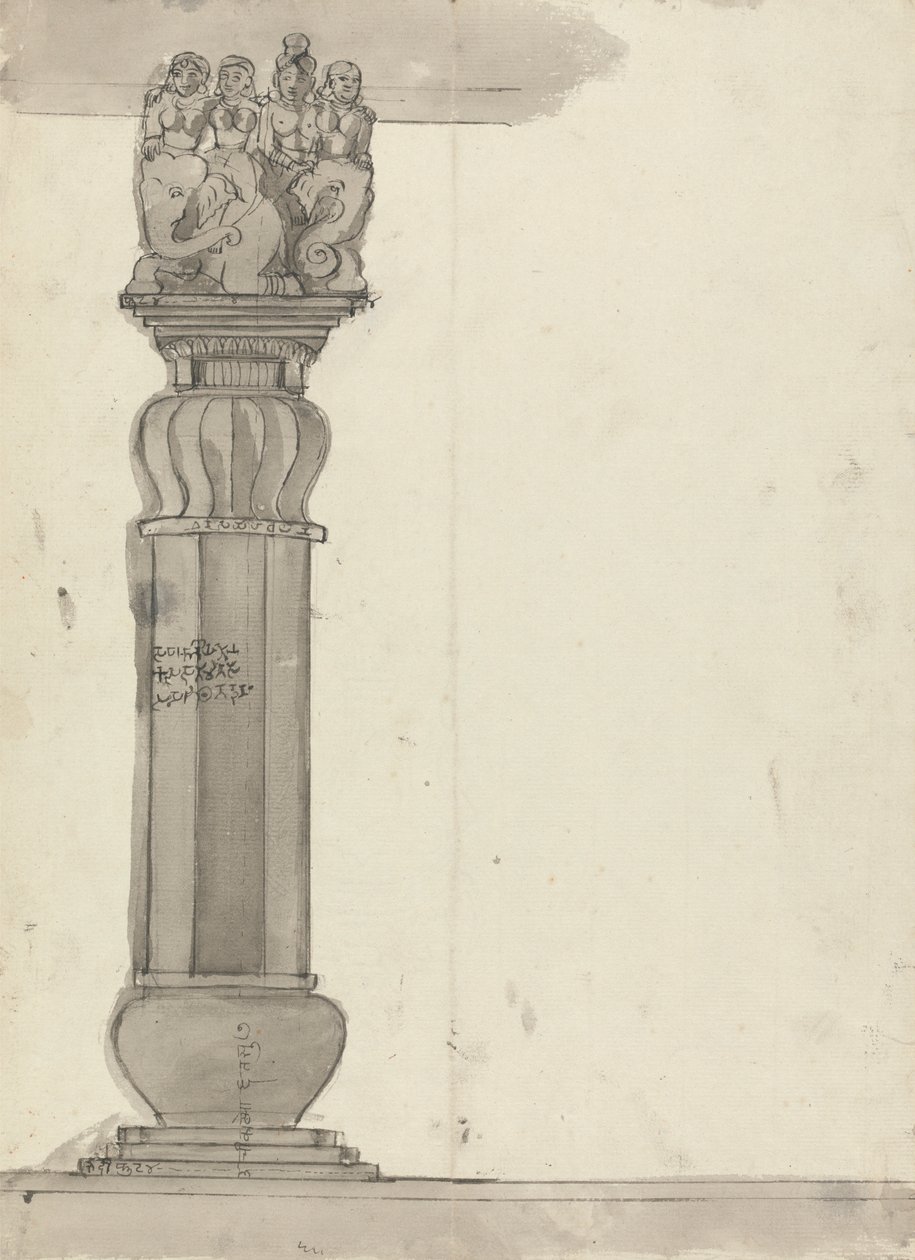 Desenho de uma Coluna de Ekvera de Gangaram Chintaman Tambat