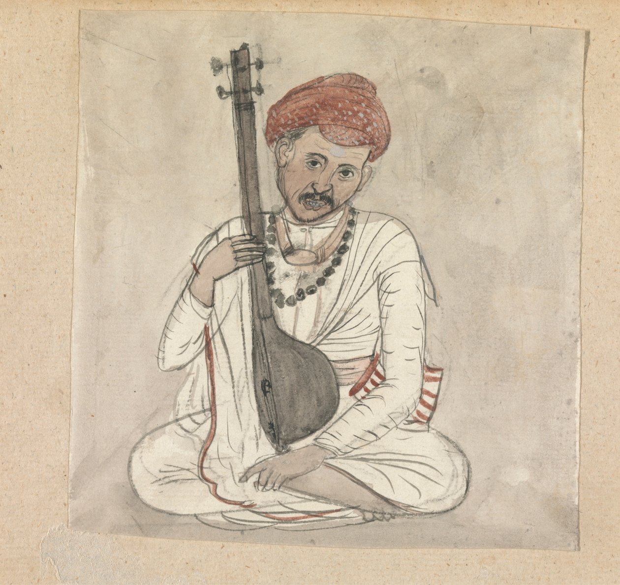 Homem com um instrumento de cordas de Gangaram Chintaman Tambat