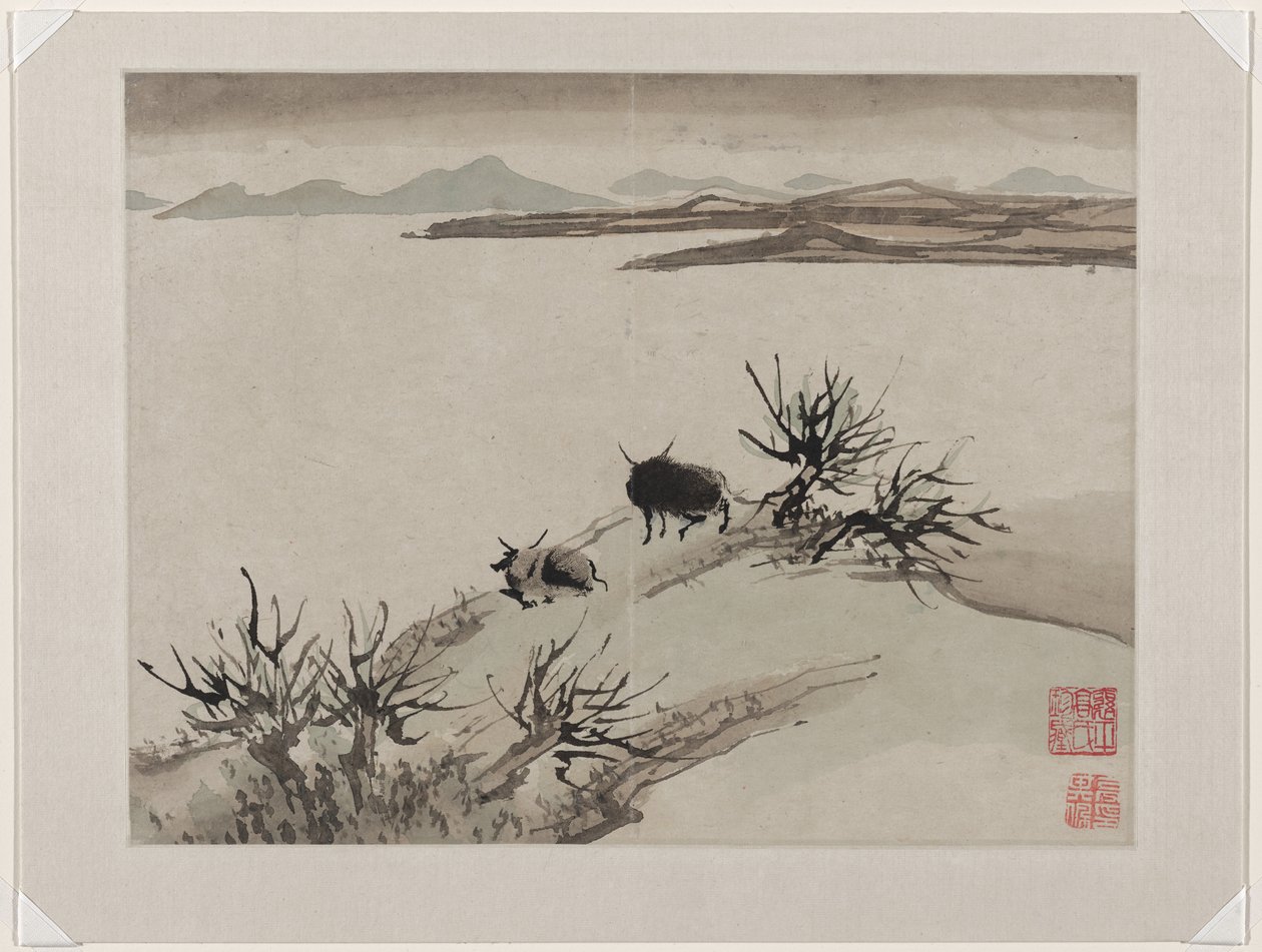 Pintura a dedo, de um álbum de dez de Gao Qipei