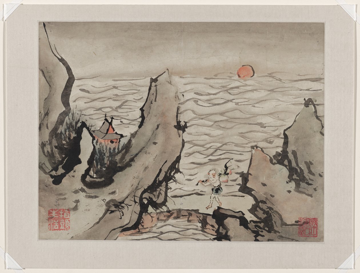 Pintura a dedo, de um álbum de dez de Gao Qipei