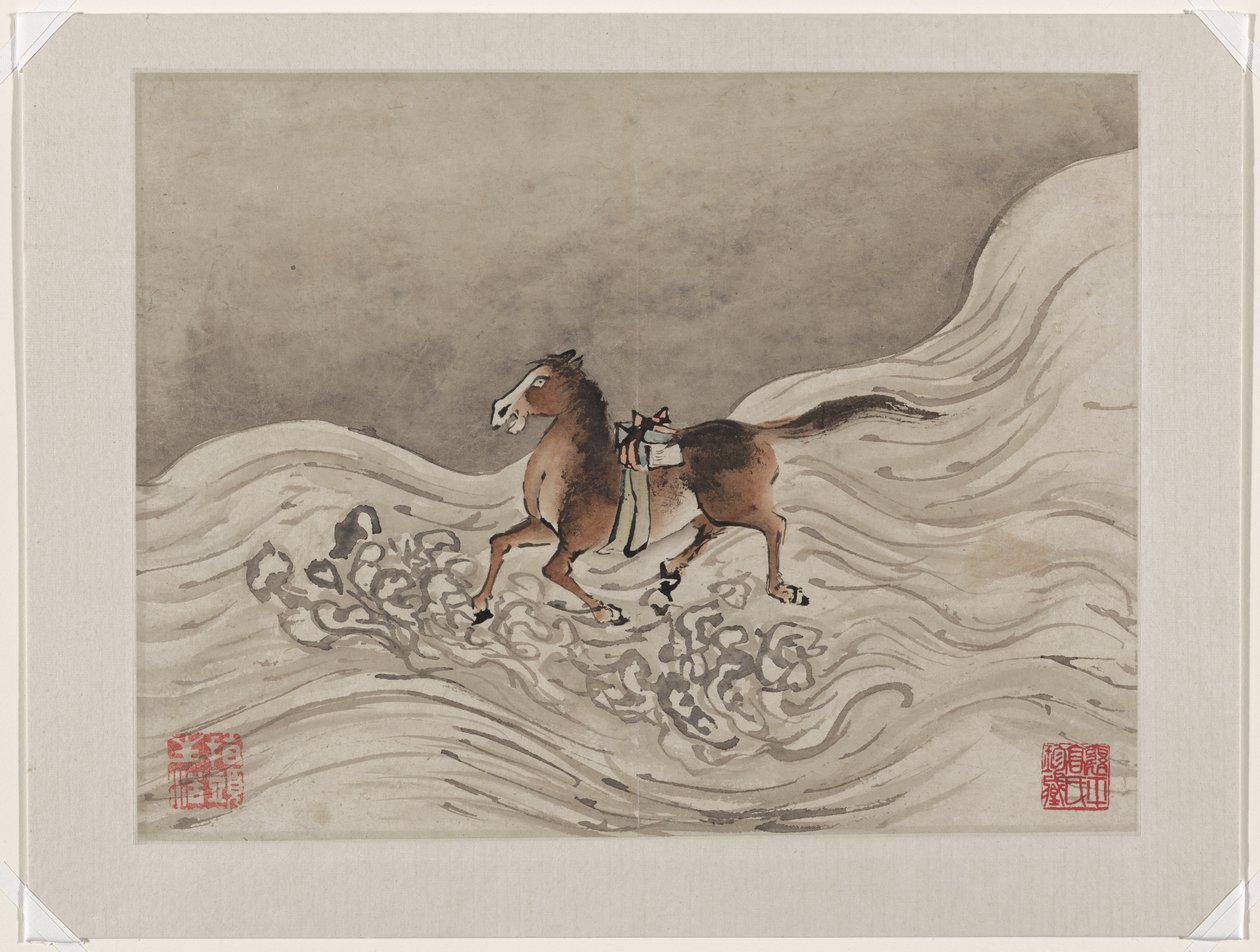 Pintura a dedo, de um álbum de dez de Gao Qipei