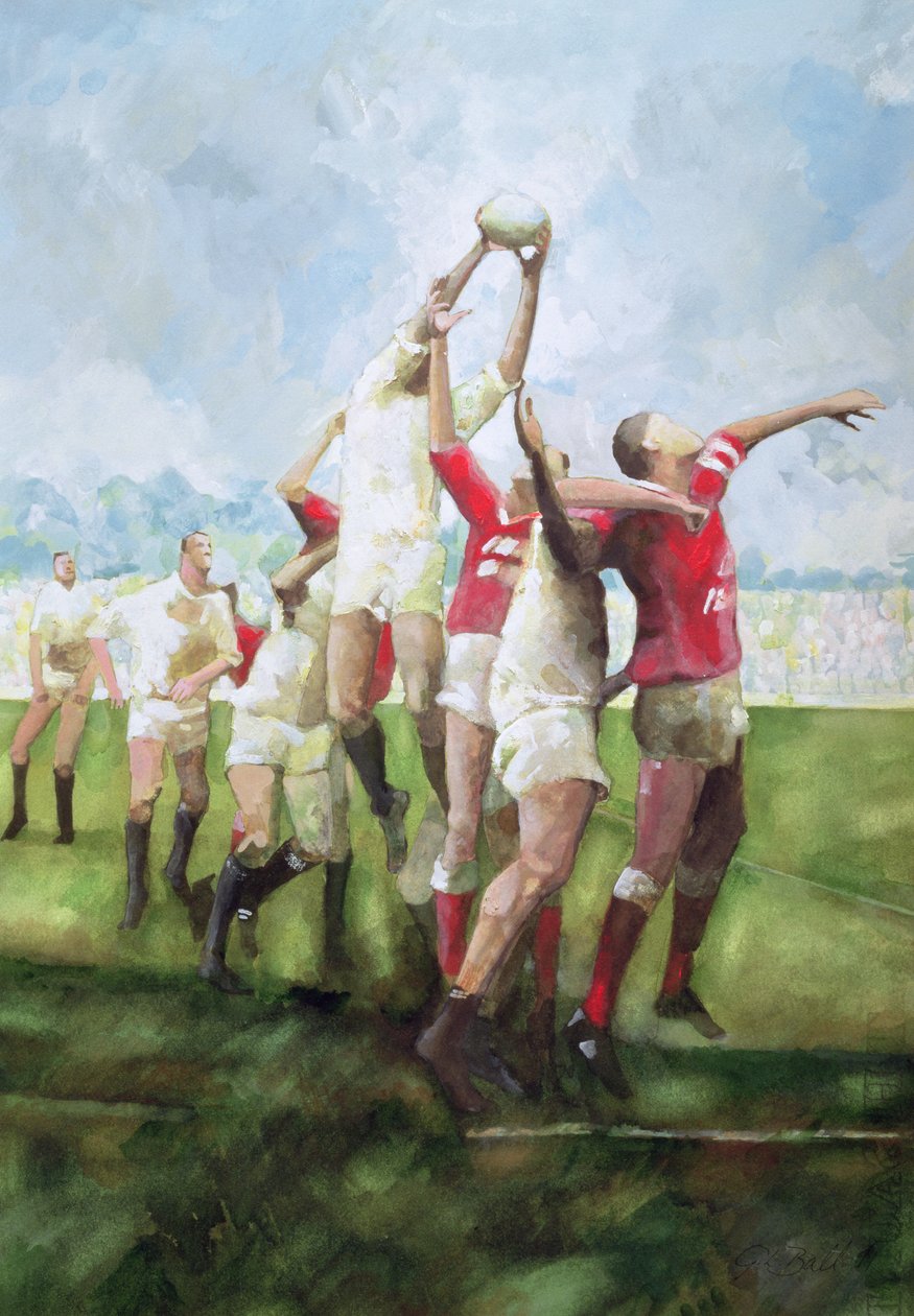 Jogo de Rugby: Llanelli contra Swansea, Line Out, 1992 (wc) de Gareth Lloyd Ball