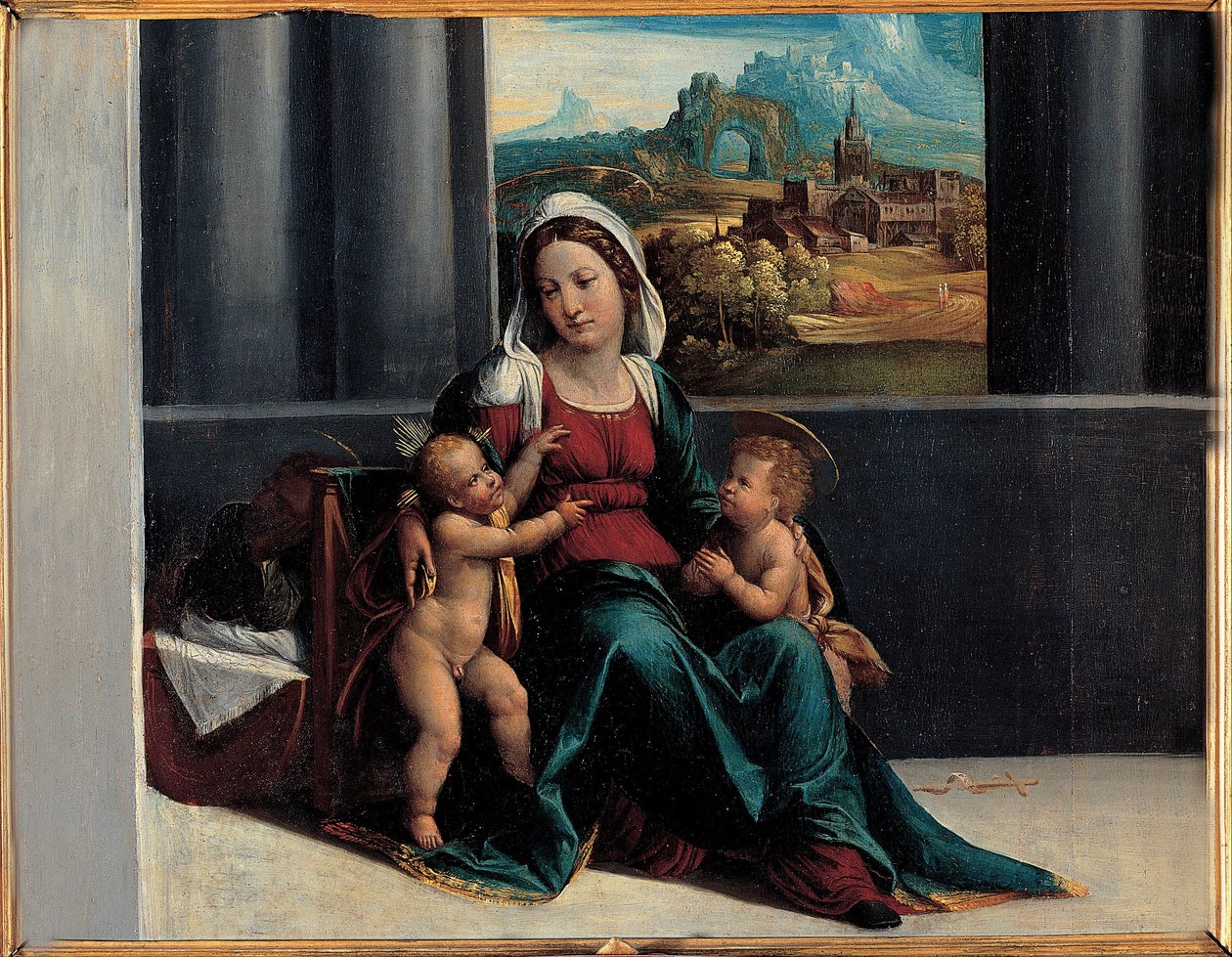 Madonna com o Menino e São João de Garofalos workshop