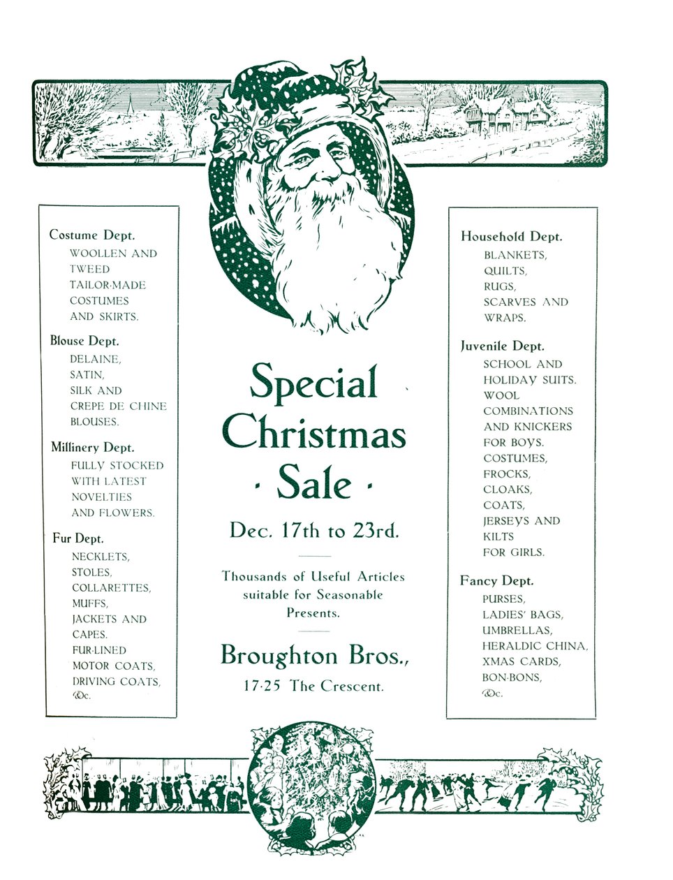 Anúncio para Broughton Bros. - Venda especial de Natal de 1917 de Garratt and Atkinson