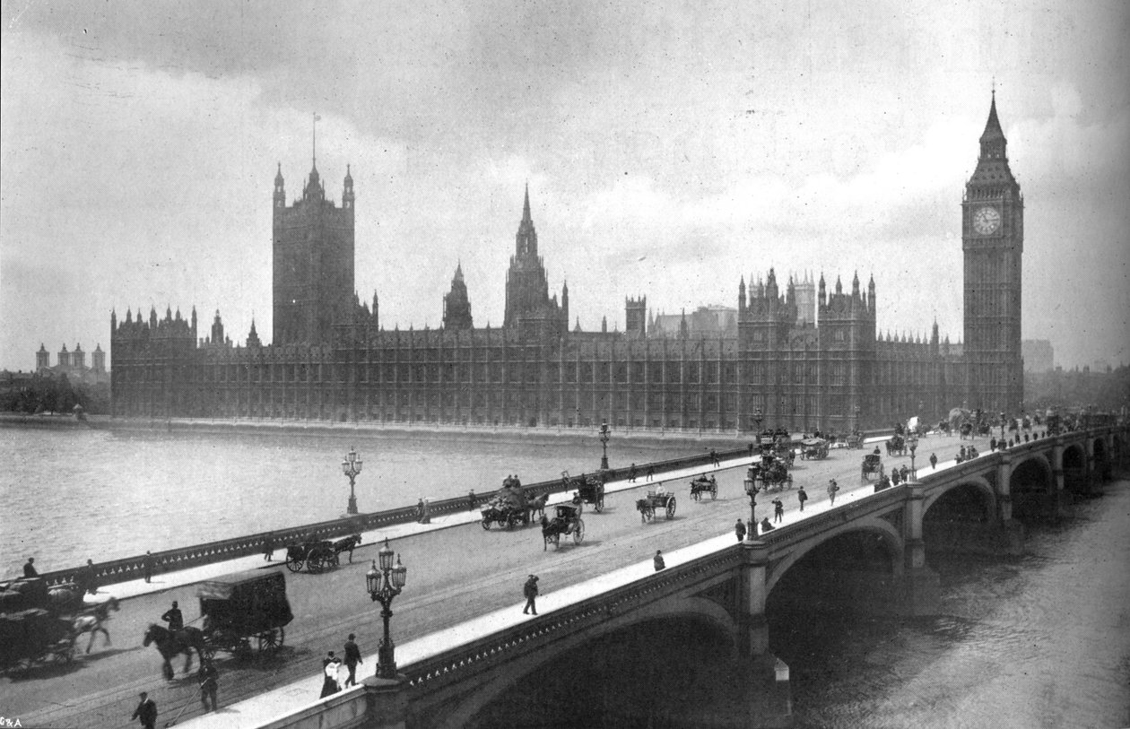 Casas do Parlamento e Westminster Bridge, 1919 de Garratt and Atkinson