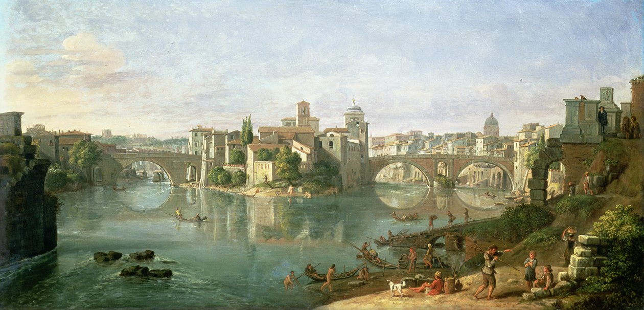 A Ilha da Tiberina em Roma, 1685 de Gaspar van Wittel