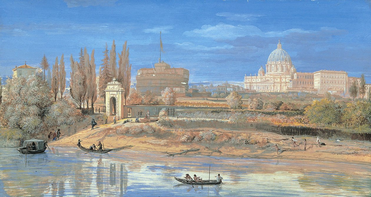 Vista do Castel SantAngelo e do Vaticano visto de Prati di Castello de Gaspar van Wittel
