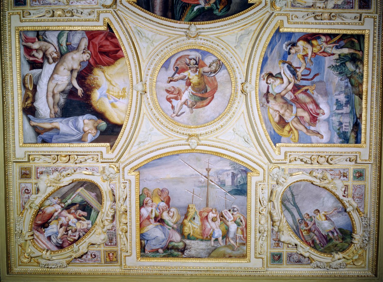 Pintura de teto representando a história de Perseu e Danae de Gaspar Becerra