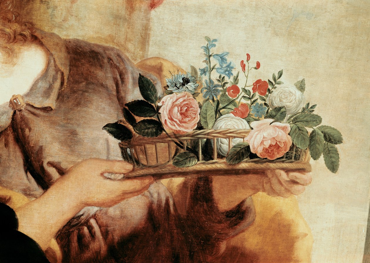 Nossa Senhora do Rosário, detalhe da cesta de flores de Gaspar De Crayer